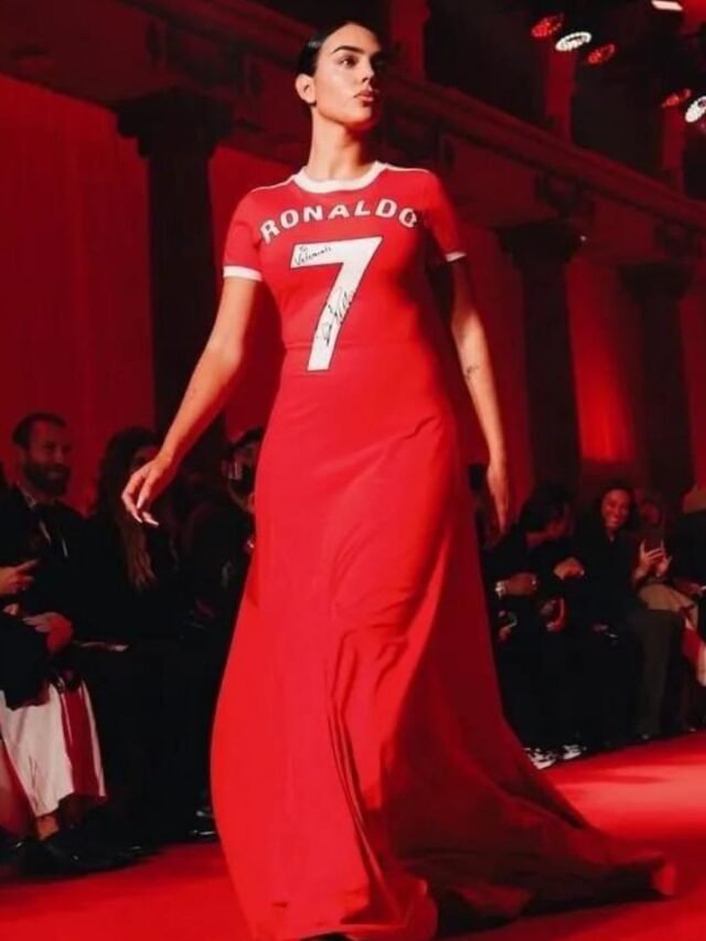 Georgina Rodriguez wears Cristiano Ronaldo Manchester United shirt at Paris Fashion